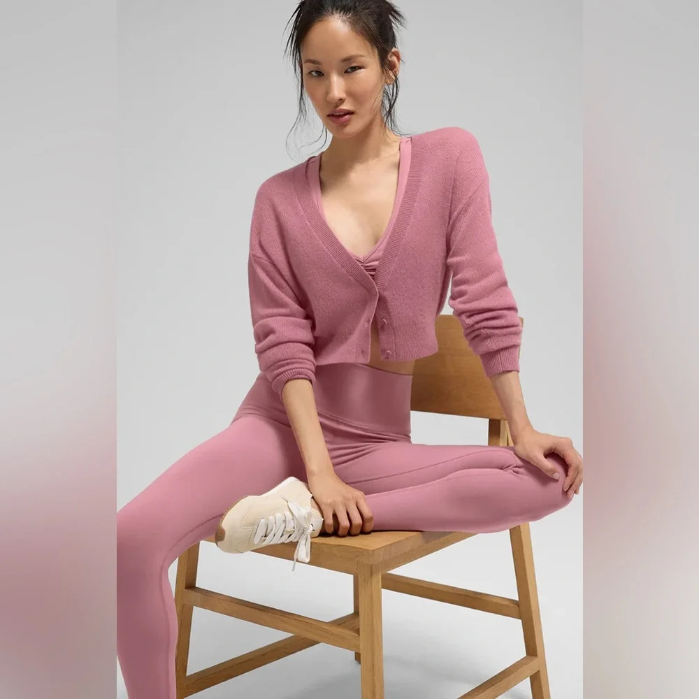ALO YOGA | ✨NEW✨ Sheer Cashmere Cropped Cardigan in Pink Wild Rose